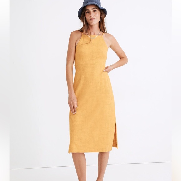 Madewell Dresses & Skirts - • Madewell • Women’s Knit Apron Cami Midi Dress Tungsten Glow Large Yellow